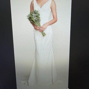 Nicole Miller "Nina" Design Silk Ivory and Lace Wedding Gown with Train Size 4